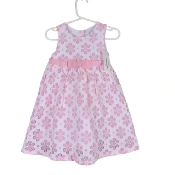 NWT Dressed Up By Gymboree Eyelet Dress  Pink White Tulle Party 12-18M - Picture 1 of 9